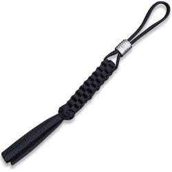 Dragonne Paracorde Tress&eacute;e Noire Perle Titane pour Couteau WE Knife WEA01E