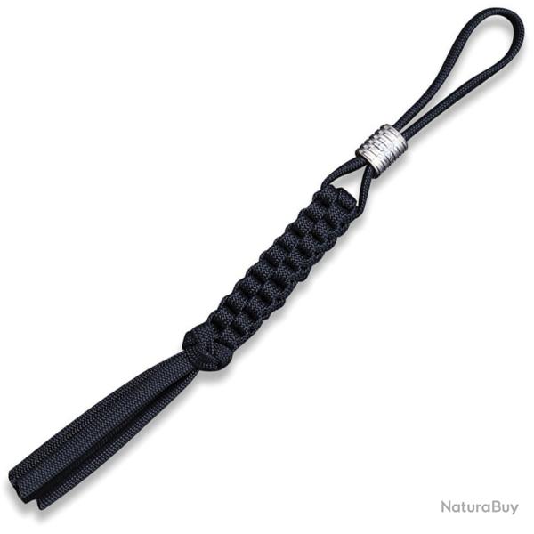 Dragonne Paracorde Tress�e Noire Perle Titane pour Couteau WE Knife WEA01E