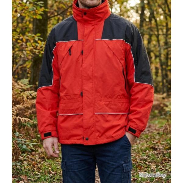 WORKER SH1037 -- Parka imperm�able 3 en 1 rouge et noire : protection int�grale contre les intemp�ri