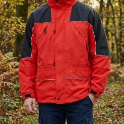 WORKER SH1037 -- Parka imperm&eacute;able 3 en 1 rouge et noire : protection int&eacute;grale contre les intemp&eacute;ri