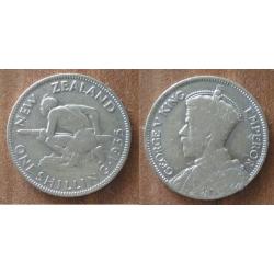 Nouvelle Zelande 1 Shilling 1935 Piece Argent Dollars Dollar Shillings