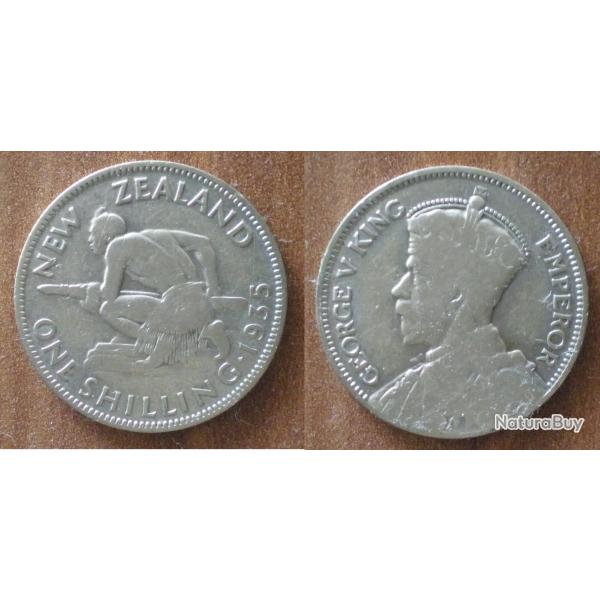 Nouvelle Zelande 1 Shilling 1935 Piece Argent Dollars Dollar Shillings