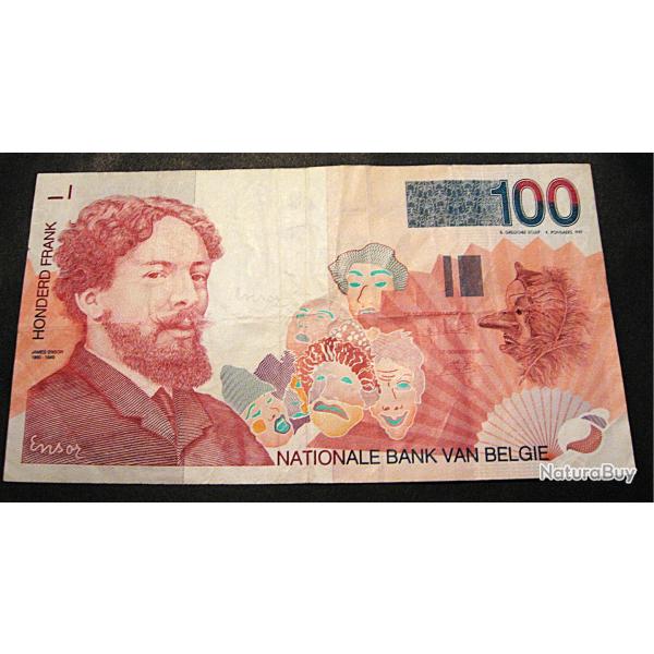 Belgique, billet de 100 francs James Ensor ttb