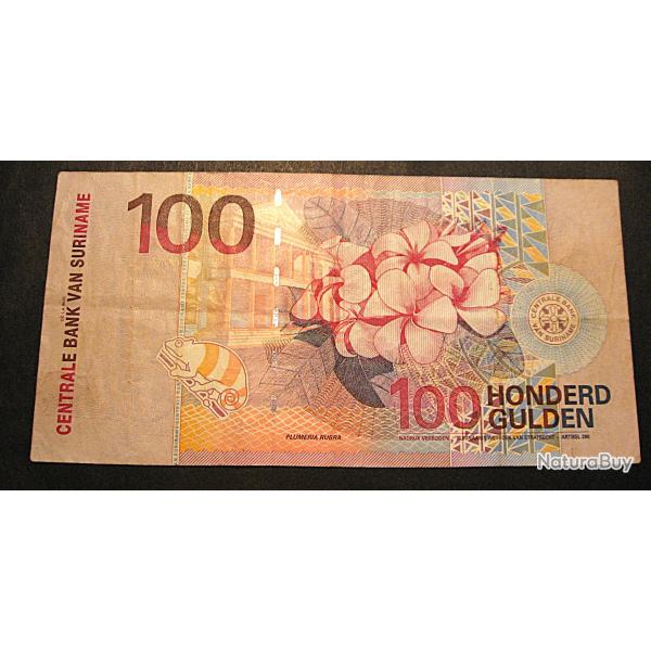 Suriname, billet de 100 Honderd Gulden ttb plumeria Rubra