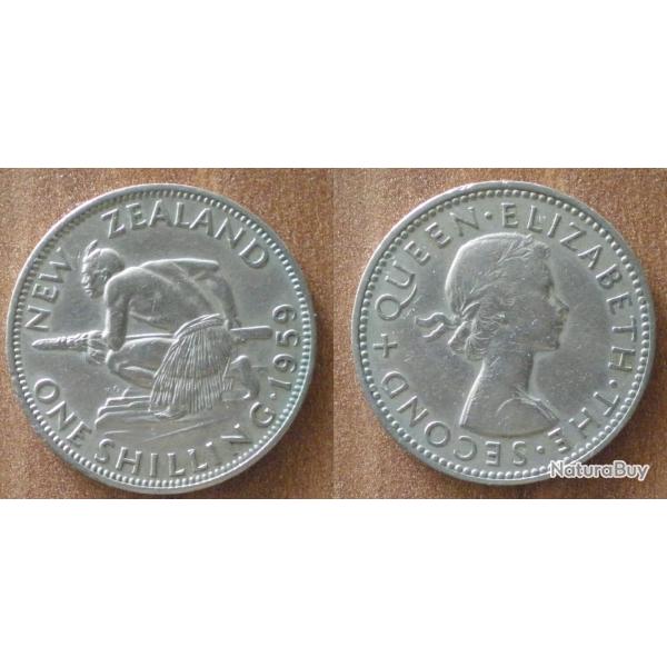Nouvelle Zelande 1 Shilling 1959 Piece Elizabeth 2 Dollars Dollar Shillings