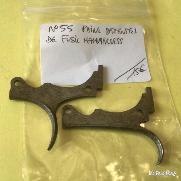 VENDU PAR LE-CUIRASSIER  N� 55 PAIRE DE D�TENTES POUR FUSIL HAMMERLESS  CAL 12