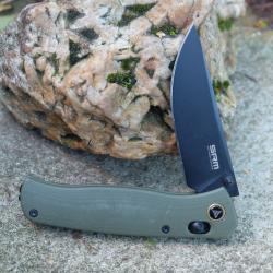 Couteau Pliant SRM Medal 255L-GP2 Lame Acier 10Cr15CoMoV Manche G10 Green Ambi Lock Clip