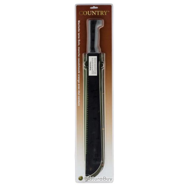 MACHETTE AVEC DOS SCIES ET �TUI TOILE Lame Acier Inox Noir Country 45cmx57cmx0.2cm 500g