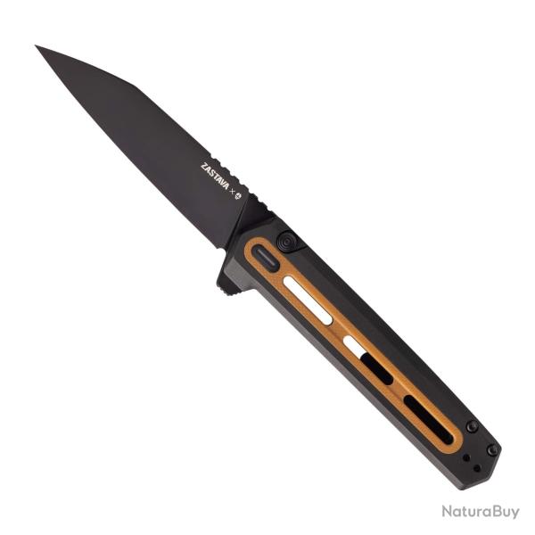 Couteau Tekto Knives F4 Echo Lame Acier S35VN Manche Alu/G10 Brun Button Lock TKTF4RGBRS35