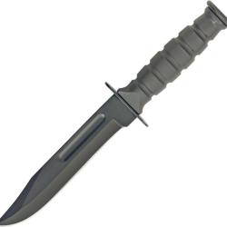 Couteau Survivor Mini Combat Bowie Lame Acier Inoxydable Manche Caoutchouc Noir &Eacute;tui Nylon M3635