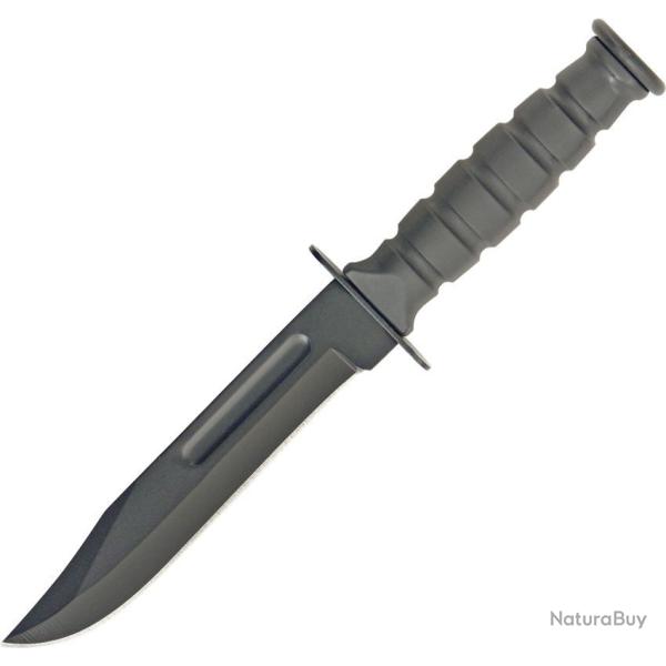 Couteau Survivor Mini Combat Bowie Lame Acier Inoxydable Manche Caoutchouc Noir �tui Nylon M3635