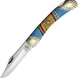 Couteau Frost Cutlery Silverhorse Lame Inox Manche Pierre Multicolore Lockback FSHS549BARY