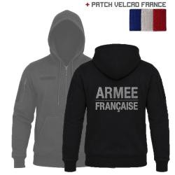 Sweat militaire noir brod&eacute; "Arm&eacute;e Fran&ccedil;aise" + patch offert XL Noir