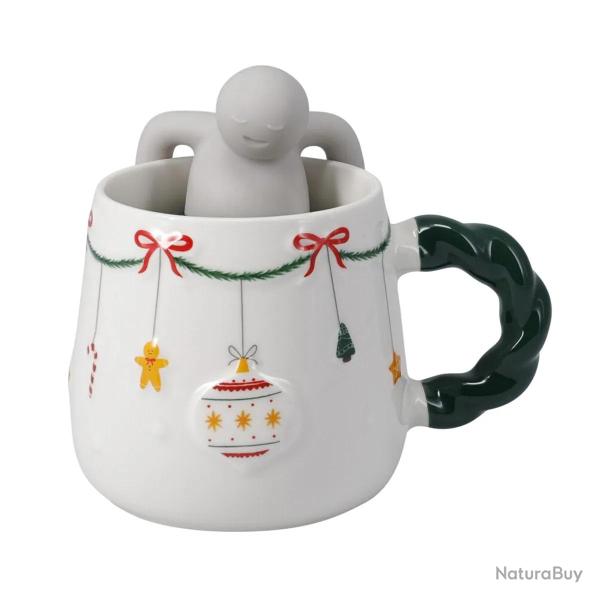 Set de 2 Mugs avec Filtre � Th� en Porcelaine