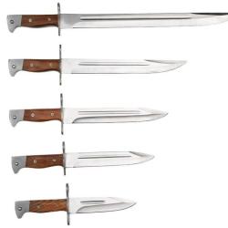 ENCHERE LOT DE 5 BAIONNETTES DROITE AK47 NEUVES DE 26CM, 31CM, 34.5CM 39CM, 51CM