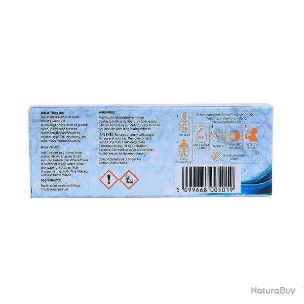 Tablettes de purification de l'eau (x50)