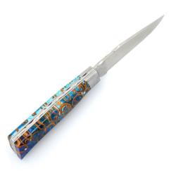 Couteau pliant Chevalerias "Alpin" canelle turquoise