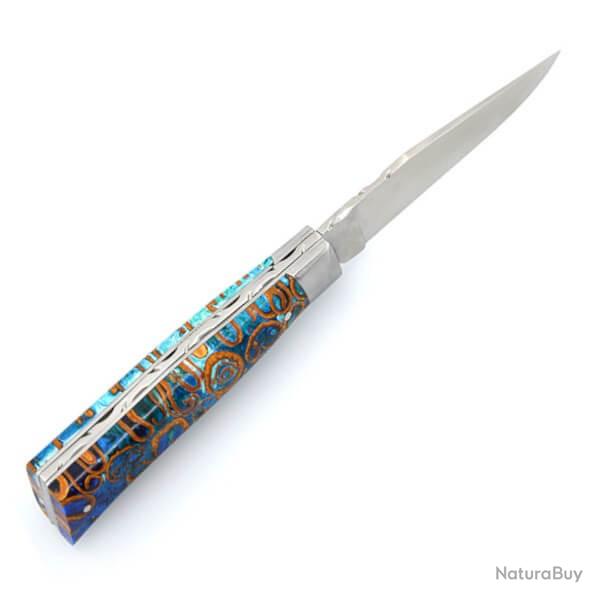 Couteau pliant Chevalerias "Alpin" canelle turquoise
