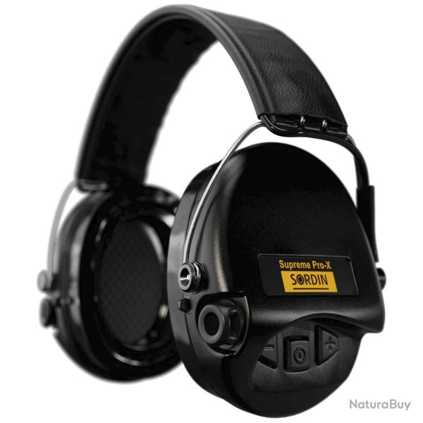 CASQUE ANTI BRUIT ELECTRONIQUE SORDIN SUPREME PRO-X LED NOIR BANDEAU NOIR COUSSINS GEL