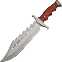 Couteau Fixe Rite Edge Bowie Gator Lame Inox Clip Point Manche Pakkawood Marron &Eacute;tui Nylon CN211398