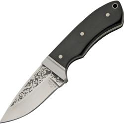 Couteau Fixe Rite Edge Bobcat Skinner Lame Acier 3Cr13 Manche Bois Noir &Eacute;tui Nylon CN211630BK