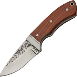 Couteau Fixe Rite Edge Bobcat Skinner Lame Acier 3Cr13 Manche Bois Marron &Eacute;tui Nylon CN211630BR