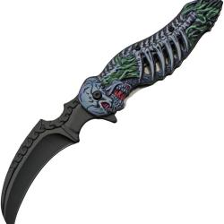 Couteau Pliant Rite Edge Skull Talon A/O Lame Acier 3Cr13 Manche ABS Linerlock CN300308BL