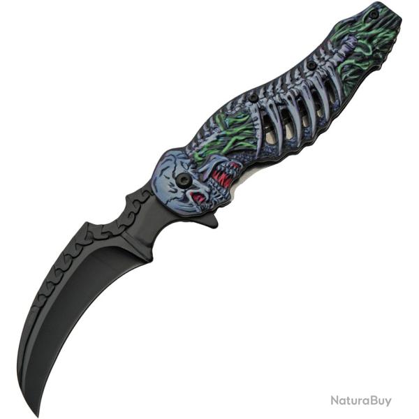 Couteau Pliant Rite Edge Skull Talon A/O Lame Acier 3Cr13 Manche ABS Linerlock CN300308BL