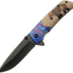 Couteau Pliant Rite Edge Voodoo Bear A/O Lame Inox Manche ABS Linerlock CN300564BE