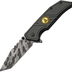 Couteau Rite Edge Don't Tread Camo A/O Lame Acier 3Cr13 Manche Aluminium Noir Linerlock CN300598BK