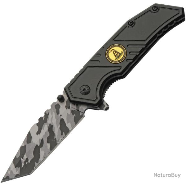 Couteau Rite Edge Don't Tread Camo A/O Lame Acier 3Cr13 Manche Aluminium Noir Linerlock CN300598BK