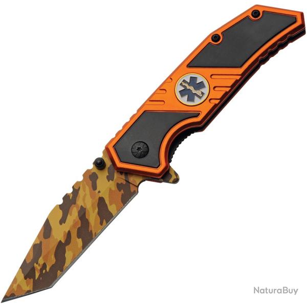 Couteau Rite Edge EMS A/O Lame Acier 3Cr13 Manche Aluminium Noir et Orange Linerlock CN300598EM