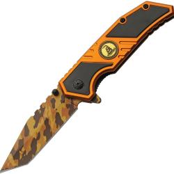 Couteau Pliant Rite Edge Don't Tread A/O Lame Acier 3Cr13 Manche Aluminium Noir et Orange CN300598GD