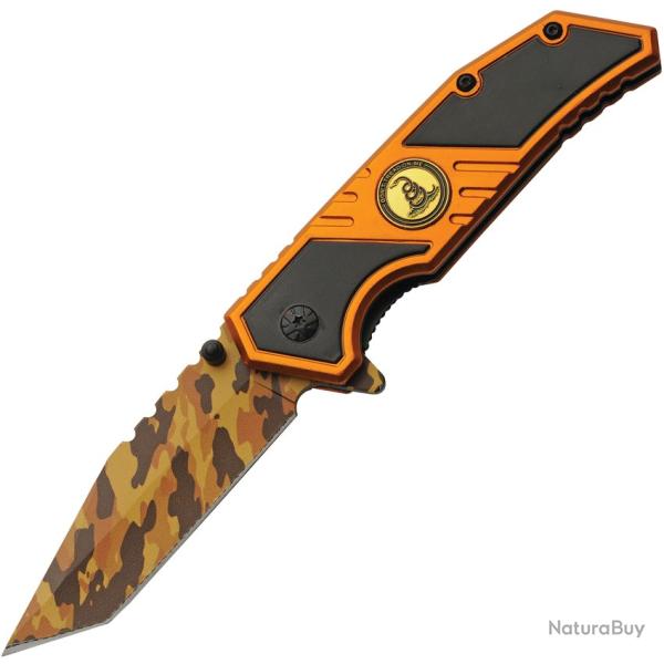 Couteau Pliant Rite Edge Don't Tread A/O Lame Acier 3Cr13 Manche Aluminium Noir et Orange CN300598GD