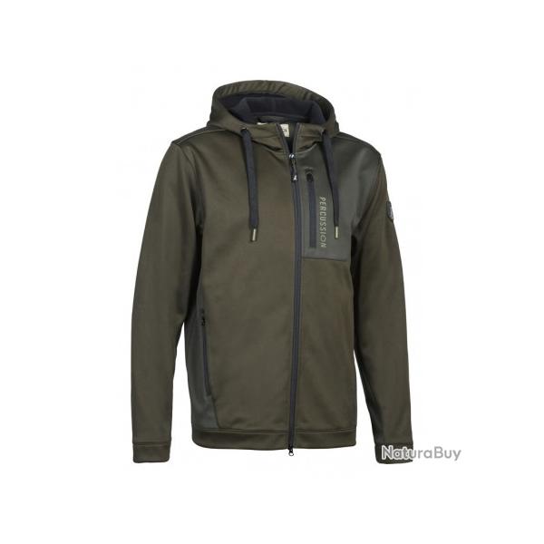 Sweat � capuche zipp� 15246 kaki vert percussion