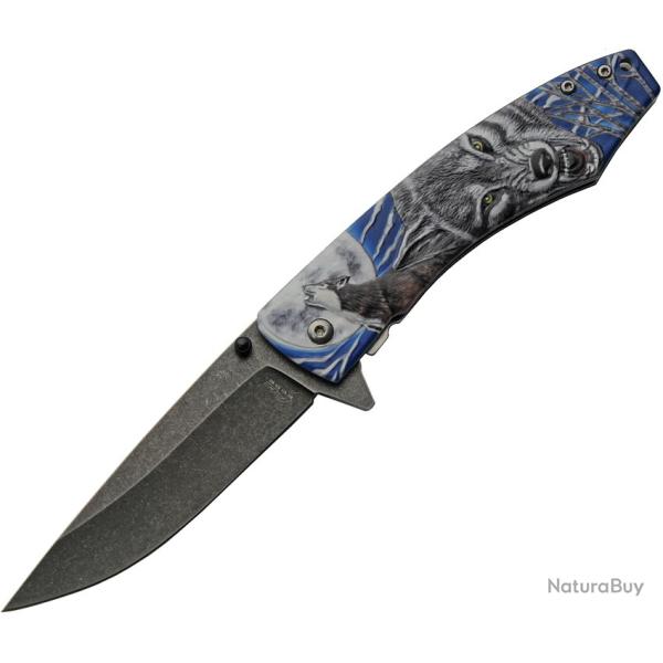 Couteau Rite Edge Dark Moon Bleu A/O Lame Acier 420 Manche Aluminium Noir Linerlock CN300605BL