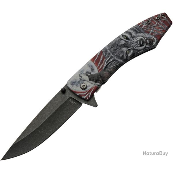 Couteau Rite Edge Dark Moon Rouge A/O Lame Acier 420 Manche Aluminium Noir Linerlock CN300605RD