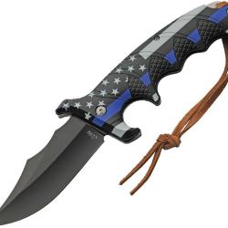 Couteau Pliant Rite Edge Defender Police A/O Lame Acier 420 Manche ABS Noir Linerlock CN300607PO