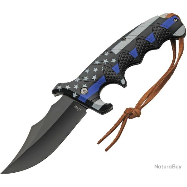 Couteau Pliant Rite Edge Defender Police A/O Lame Acier 420 Manche ABS Noir Linerlock CN300607PO