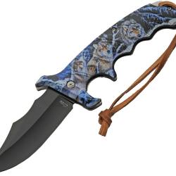 Couteau Pliant Rite Edge Defender Wolf A/O Lame Acier 420 Manche ABS Noir Linerlock CN300607WF