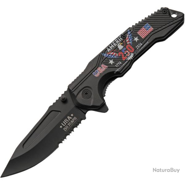 Couteau Rite Edge 250th Anniv A/O Lame Inox Drop Point Manche Aluminium Noir Linerlock CN300615BK
