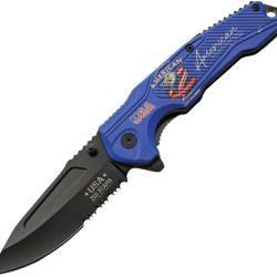 Couteau Rite Edge 250th Anniv A/O Lame Inox Drop Point Manche Aluminium Bleu Linerlock CN300615BL