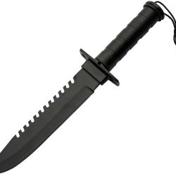 Couteau Fixe Rite Edge Canyon Survival Lame Inox Manche Inox Noir &Eacute;tui Cuir PA203442BK