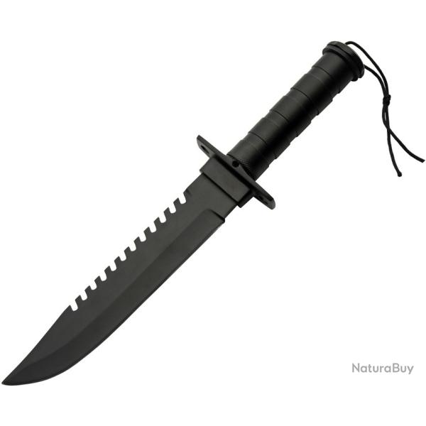 Couteau Fixe Rite Edge Canyon Survival Lame Inox Manche Inox Noir �tui Cuir PA203442BK