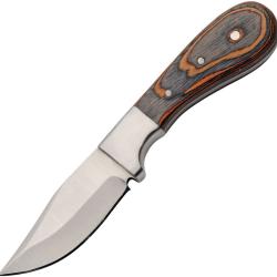 Couteau Rite Edge Bobcat Skinner Lame Inox Clip Point Manche Bois Noir et Marron &Eacute;tui Cuir PA203545
