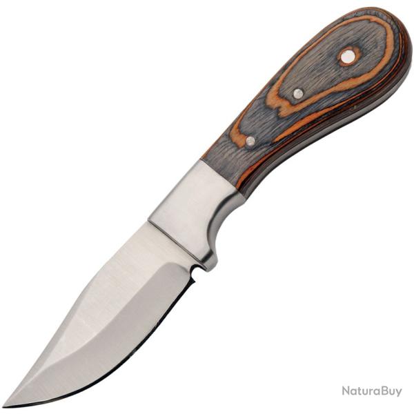 Couteau Rite Edge Bobcat Skinner Lame Inox Clip Point Manche Bois Noir et Marron �tui Cuir PA203545