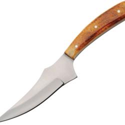 Couteau Fixe Rite Edge Trailing Point Lame Inox Manche Os Br&ucirc;l&eacute; &Eacute;tui Cuir PA203547BB