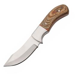Couteau Fixe Rite Edge Rugged Hunter Lame Inox Manche Bois Marron &Eacute;tui Cuir PA203548WD