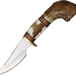 Couteau Fixe Rite Edge Crown Hunter Lame Inox Manche Bois de Cerf &Eacute;tui Cuir PA7981