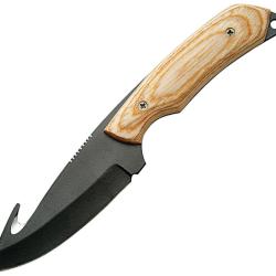 Couteau Fixe Rite Edge Guthook Lame Inox Manche Pakkawood Marron &Eacute;tui Cuir PA8007